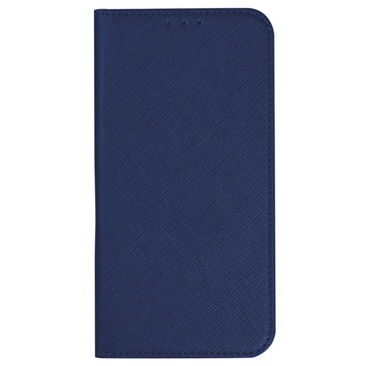 For iPhone 16e Case Wallet PU Leather Phone Cover Cross Texture Magnetic Absorption - Dark Blue