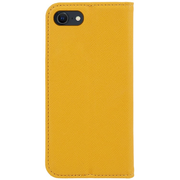 For iPhone 16e Case Wallet PU Leather Phone Cover Cross Texture Magnetic Absorption - Yellow