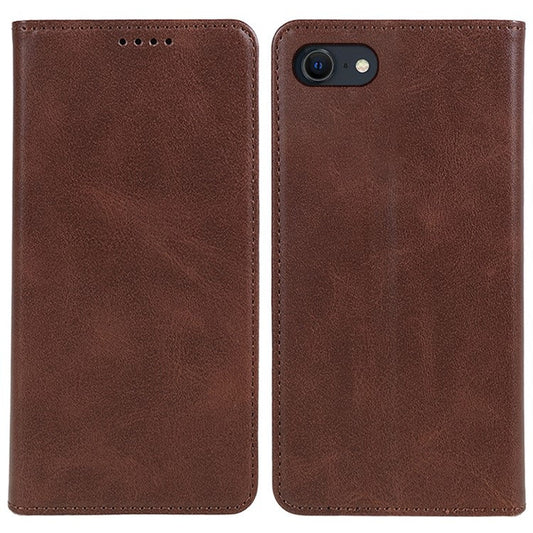 For iPhone SE (2025) Case Magnetic Auto Closing Leather Phone Wallet Cover - Brown
