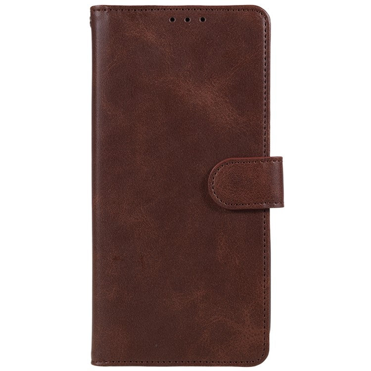 For iPhone 16e Case Calf Texture Leather Phone Cover Full Shockproof Protection - Brown