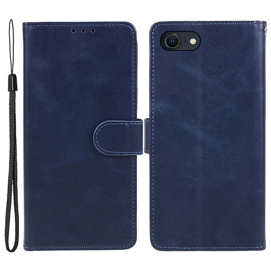 For iPhone SE (2025) Case Calf Texture Leather Phone Cover Full Shockproof Protection - Blue