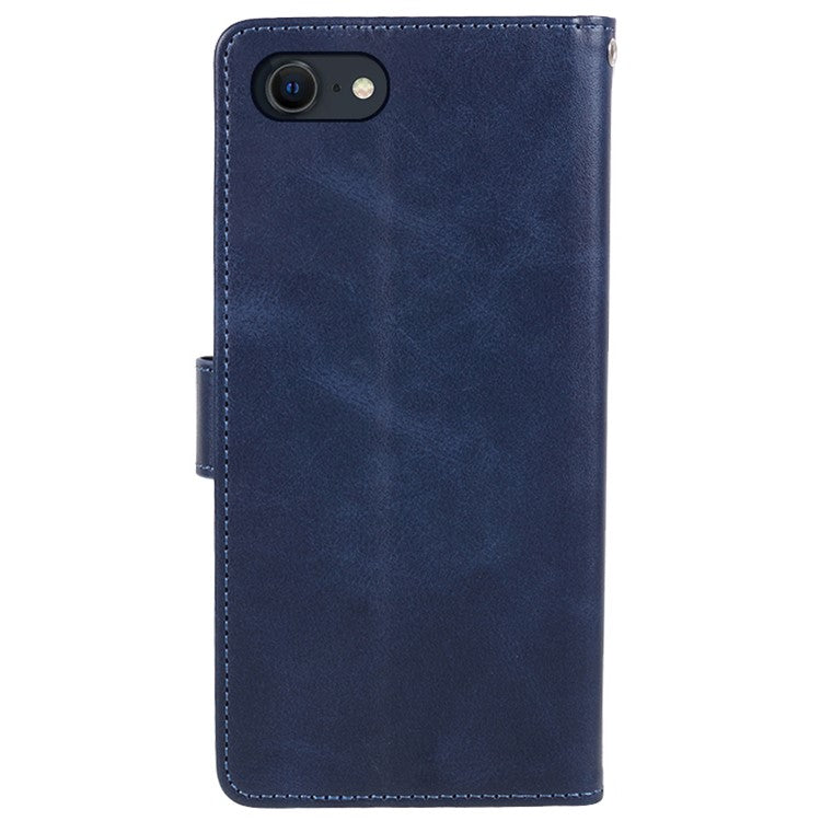 For iPhone 16e Case Calf Texture Leather Phone Cover Full Shockproof Protection - Blue