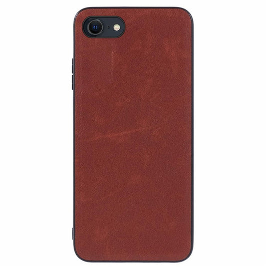 For iPhone 16e Case PU Leather Coated PC+TPU Retro Phone Cover - Brown