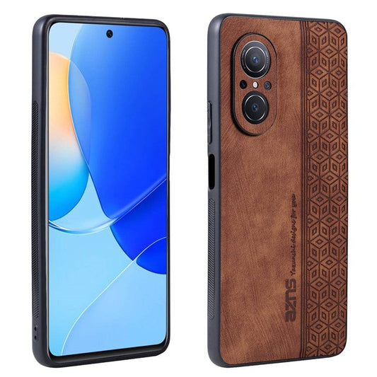 AZNS For Honor 50 SE Phone Back Case PU Leather+TPU Stylish Pattern Imprinted Phone Protective Shell - Brown