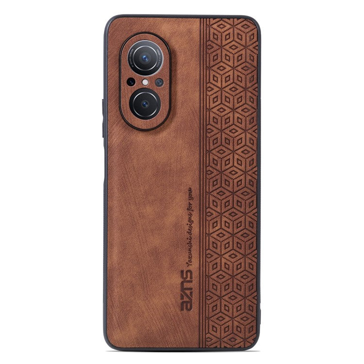 AZNS For Honor 50 SE Phone Back Case PU Leather+TPU Stylish Pattern Imprinted Phone Protective Shell - Brown