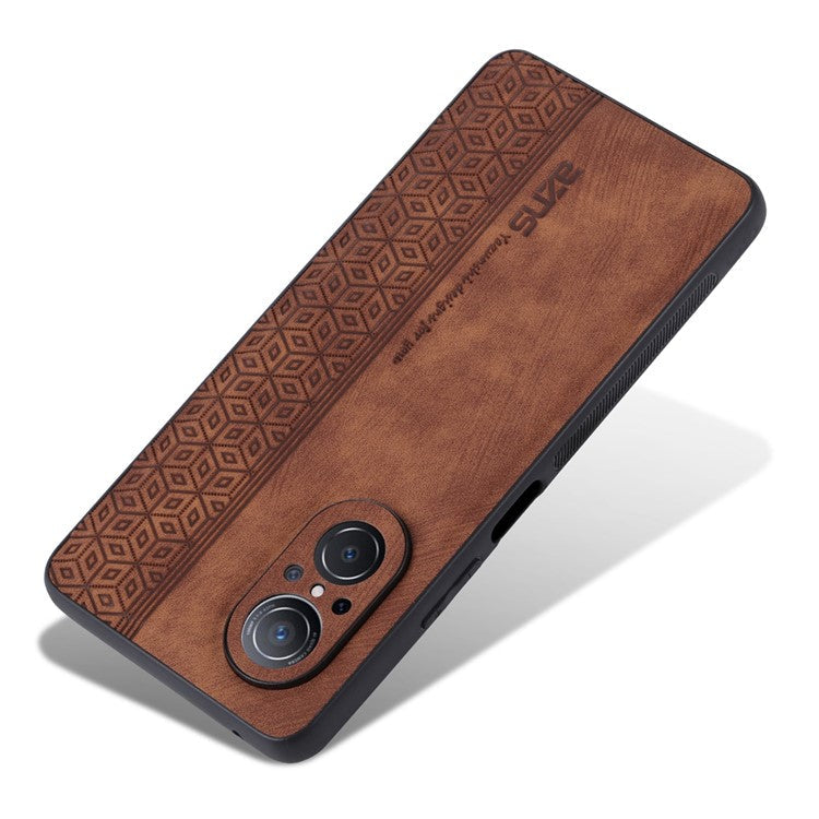 AZNS For Honor 50 SE Phone Back Case PU Leather+TPU Stylish Pattern Imprinted Phone Protective Shell - Brown