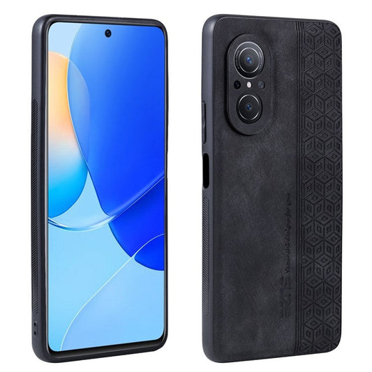 AZNS For Honor 50 SE Phone Back Case PU Leather+TPU Stylish Pattern Imprinted Phone Protective Shell - Black