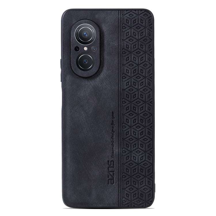 AZNS For Honor 50 SE Phone Back Case PU Leather+TPU Stylish Pattern Imprinted Phone Protective Shell - Black