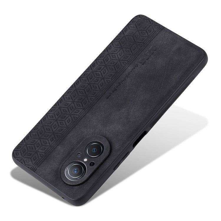 AZNS For Honor 50 SE Phone Back Case PU Leather+TPU Stylish Pattern Imprinted Phone Protective Shell - Black