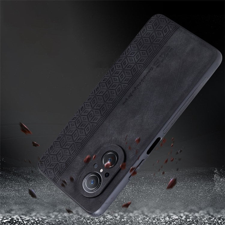 AZNS For Honor 50 SE Phone Back Case PU Leather+TPU Stylish Pattern Imprinted Phone Protective Shell - Black