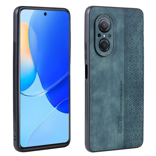 AZNS For Honor 50 SE Phone Back Case PU Leather+TPU Stylish Pattern Imprinted Phone Protective Shell - Green