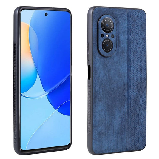 AZNS For Honor 50 SE Phone Back Case PU Leather+TPU Stylish Pattern Imprinted Phone Protective Shell - Blue