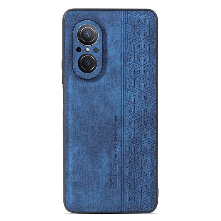 AZNS For Honor 50 SE Phone Back Case PU Leather+TPU Stylish Pattern Imprinted Phone Protective Shell - Blue