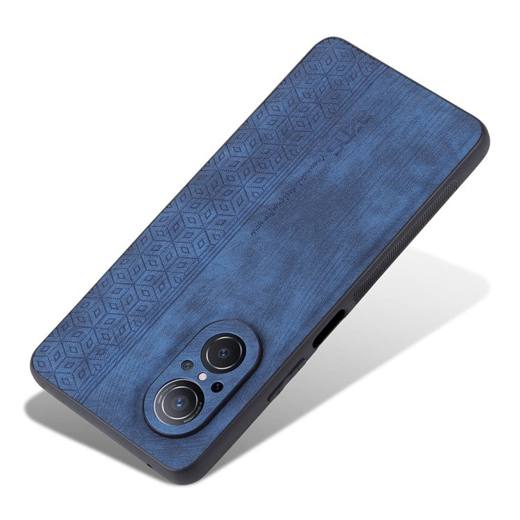 AZNS For Honor 50 SE Phone Back Case PU Leather+TPU Stylish Pattern Imprinted Phone Protective Shell - Blue