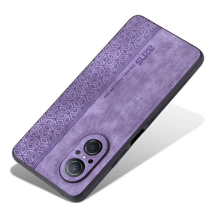 AZNS For Honor 50 SE Phone Back Case PU Leather+TPU Stylish Pattern Imprinted Phone Protective Shell - Purple