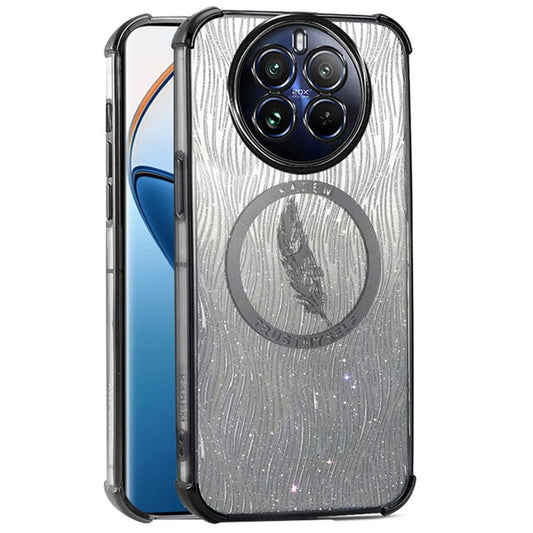 KADEM For Realme 12 Pro 5G / 12 Pro+ 5G TPU Case Electroplating Phone Cover Glitter Powder - Black