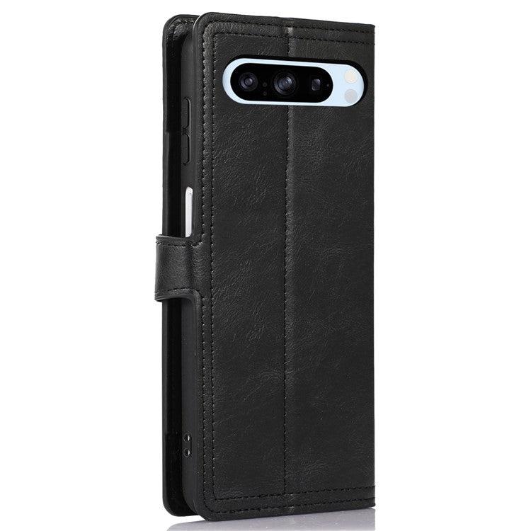 For Google Pixel 8 Pro Case Zipper Flip Leather Phone Cover Card Holder - Black