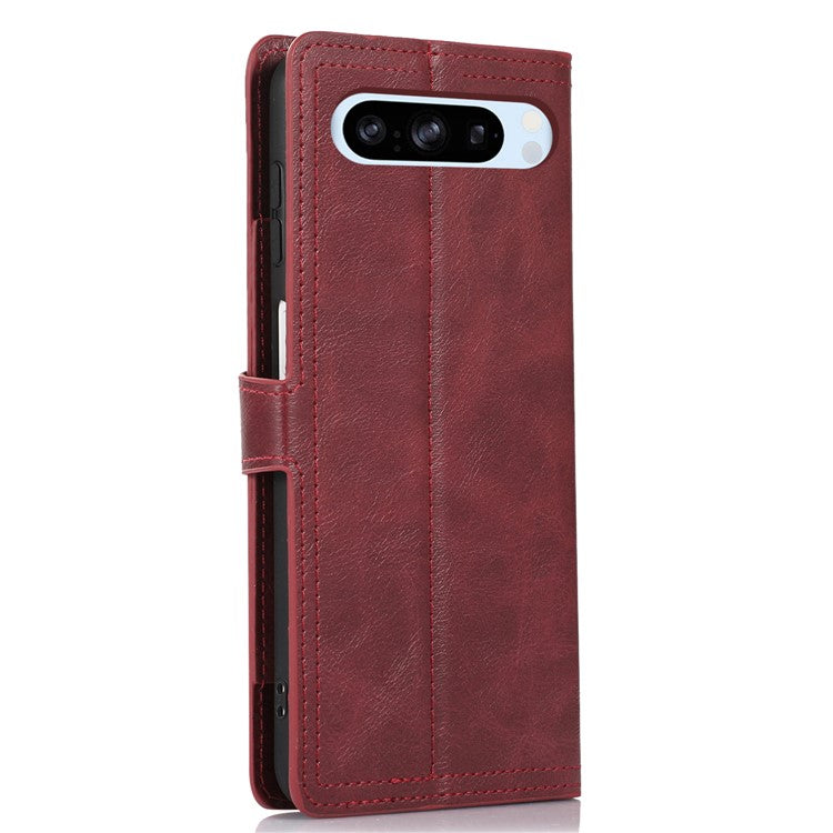 For Google Pixel 8 Pro Case Zipper Flip Leather Phone Cover Card Holder - Red