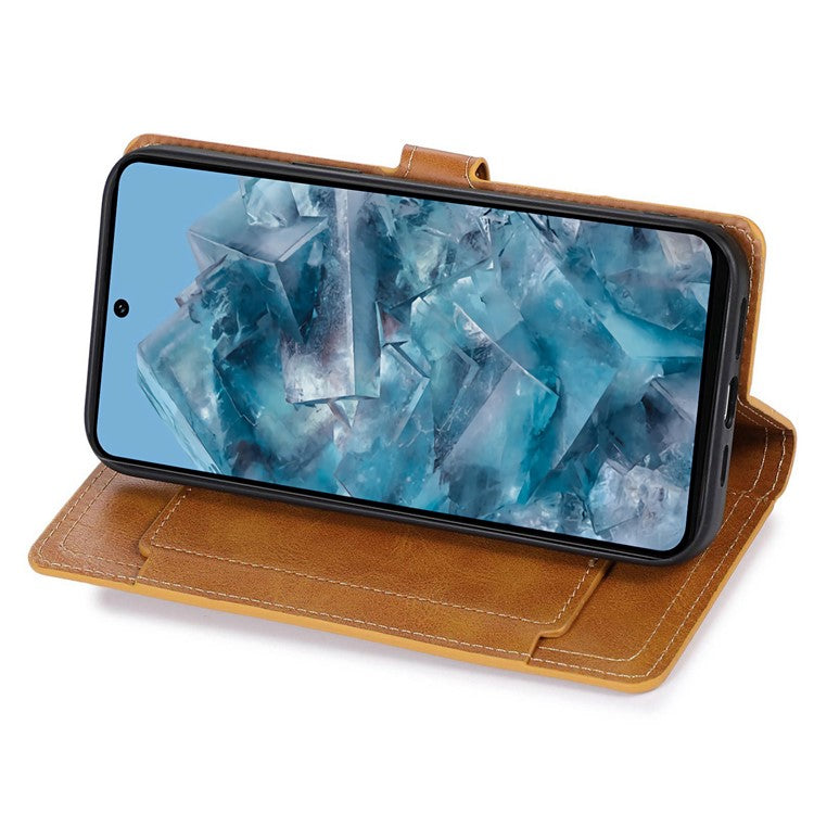 For Google Pixel 8 Pro Case Zipper Flip Leather Phone Cover Card Holder - Orange