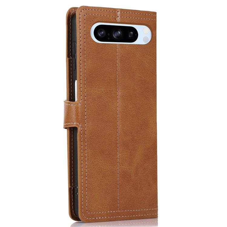 For Google Pixel 8 Pro Case Zipper Flip Leather Phone Cover Card Holder - Orange