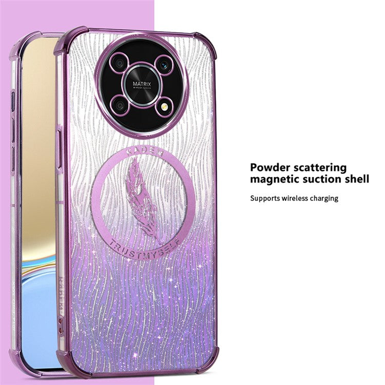 KADEM For Honor X30 5G Shockproof Case Glitter Powder Electroplated TPU Phone Cover - Purple