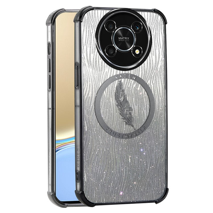 KADEM For Honor X30 5G Shockproof Case Glitter Powder Electroplated TPU Phone Cover - Black