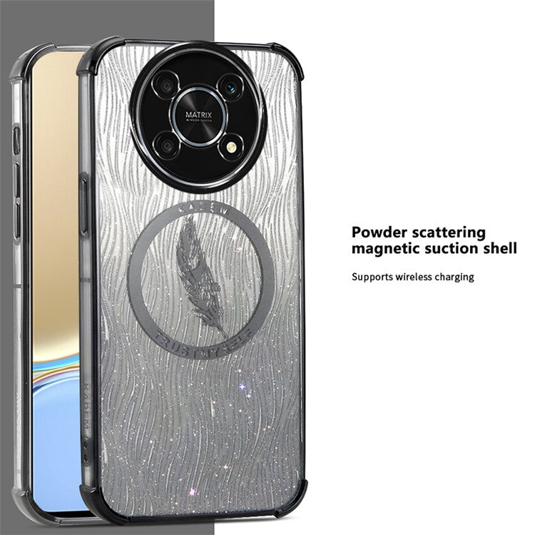 KADEM For Honor X30 5G Shockproof Case Glitter Powder Electroplated TPU Phone Cover - Black