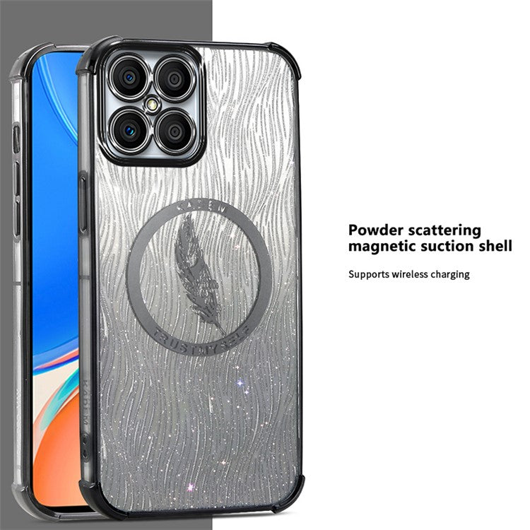 KADEM For Honor X8 4G TPU Case Electroplating Glittery Phone Cover - Black