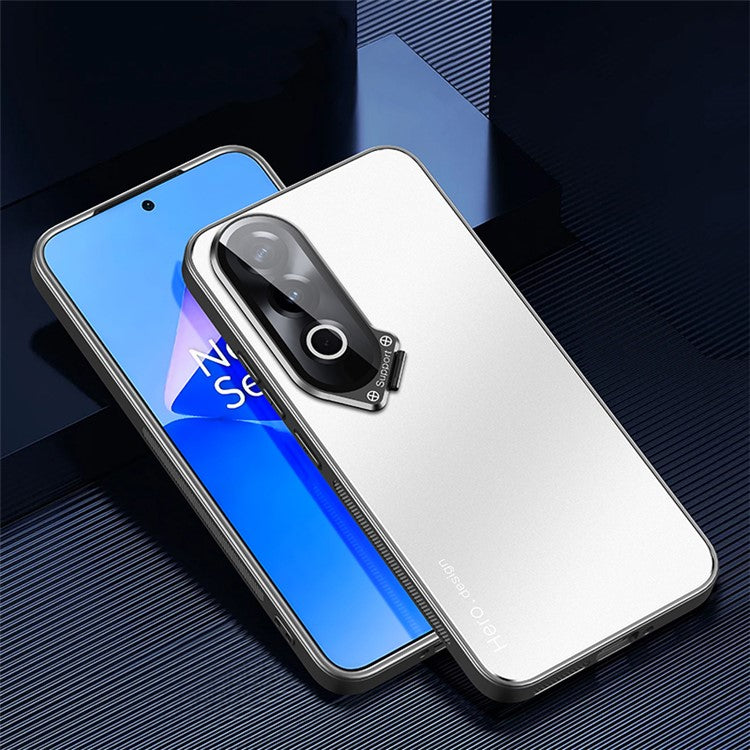 For OnePlus Ace 3V 5G Cell Phone Case Lens Film Kickstand Back Cover Works with Magnetic Car Mount - Silver