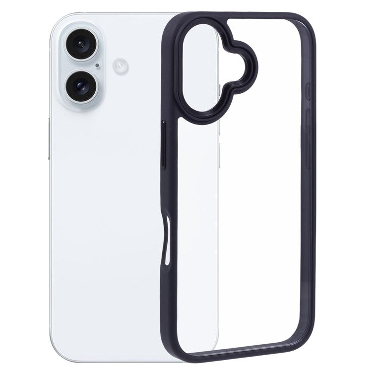 For iPhone 16 Cell Phone Cases Drop-Proof Clear Back PC+TPU Cover - Black