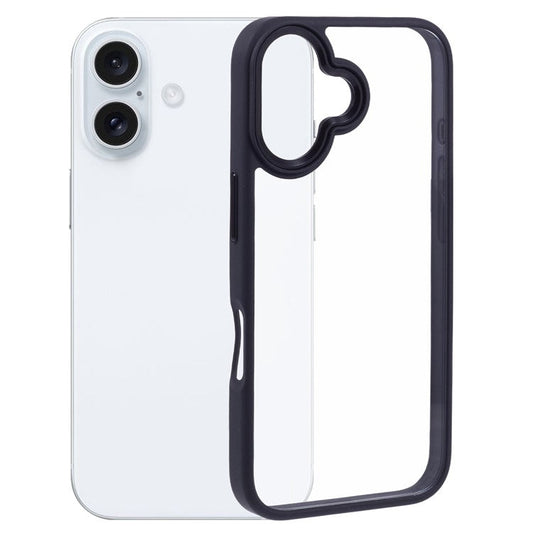 For iPhone 16 Cell Phone Cases Drop-Proof Clear Back PC+TPU Cover - Black