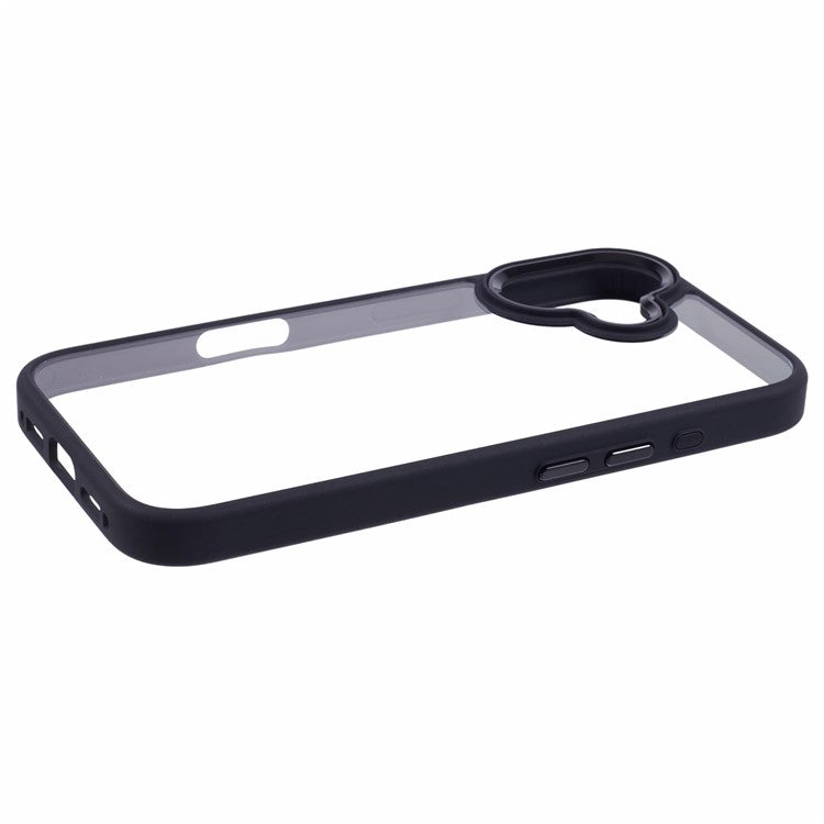 For iPhone 16 Cell Phone Cases Drop-Proof Clear Back PC+TPU Cover - Black