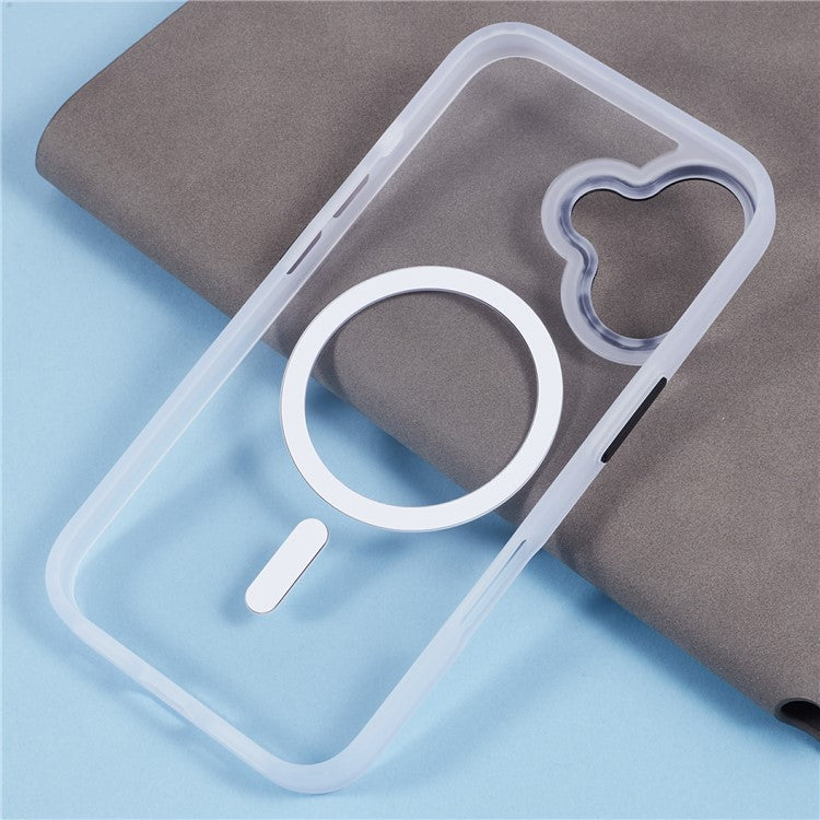 For iPhone 16 Compatible with MagSafe Phone Case Clear PC+TPU Back Cover - White