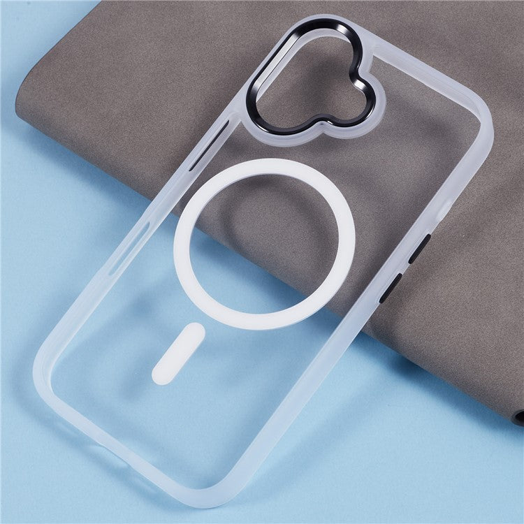 For iPhone 16 Compatible with MagSafe Phone Case Clear PC+TPU Back Cover - White
