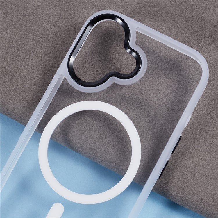 For iPhone 16 Compatible with MagSafe Phone Case Clear PC+TPU Back Cover - White