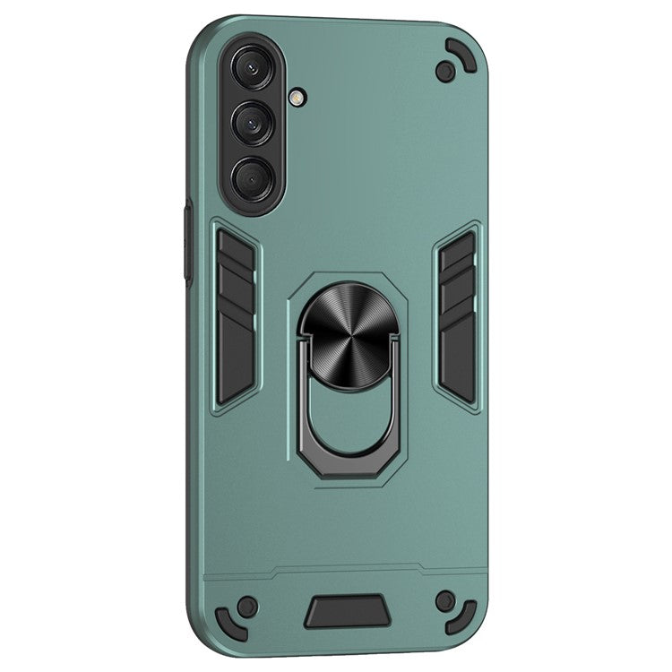 For Samsung Galaxy M55 5G Case PC+TPU Phone Cover with Rotation Ring Grip - Green