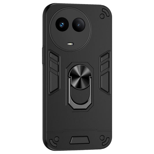 For Realme V50 5G Case Shockproof PC+TPU Phone Cover with Kickstand - Black