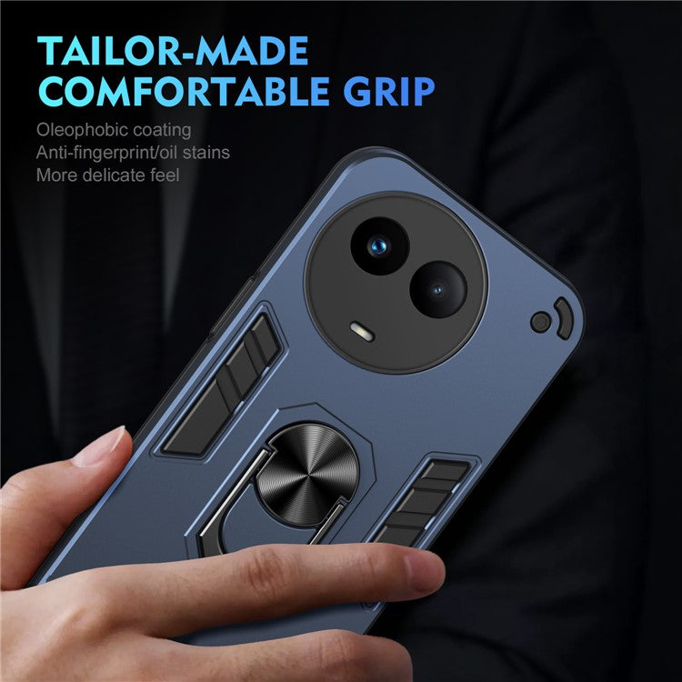 For Realme V50 5G Case Shockproof PC+TPU Phone Cover with Kickstand - Blue