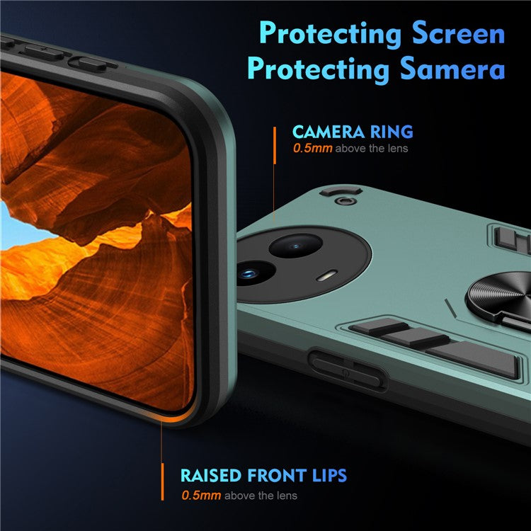 For Realme V50 5G Case Shockproof PC+TPU Phone Cover with Kickstand - Green