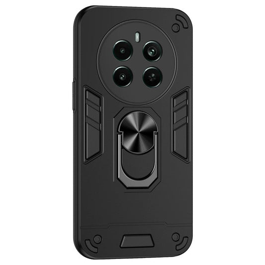 For Realme Narzo 70 Pro 5G Case Kickstand PC+TPU Car Mount Magnetic Holder Phone Cover - Black