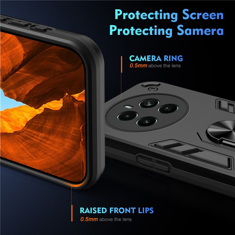 For Realme Narzo 70 Pro 5G Case Kickstand PC+TPU Car Mount Magnetic Holder Phone Cover - Black