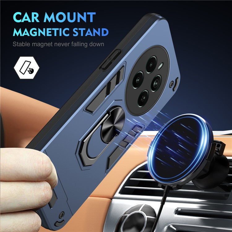 For Realme Narzo 70 Pro 5G Case Kickstand PC+TPU Car Mount Magnetic Holder Phone Cover - Blue