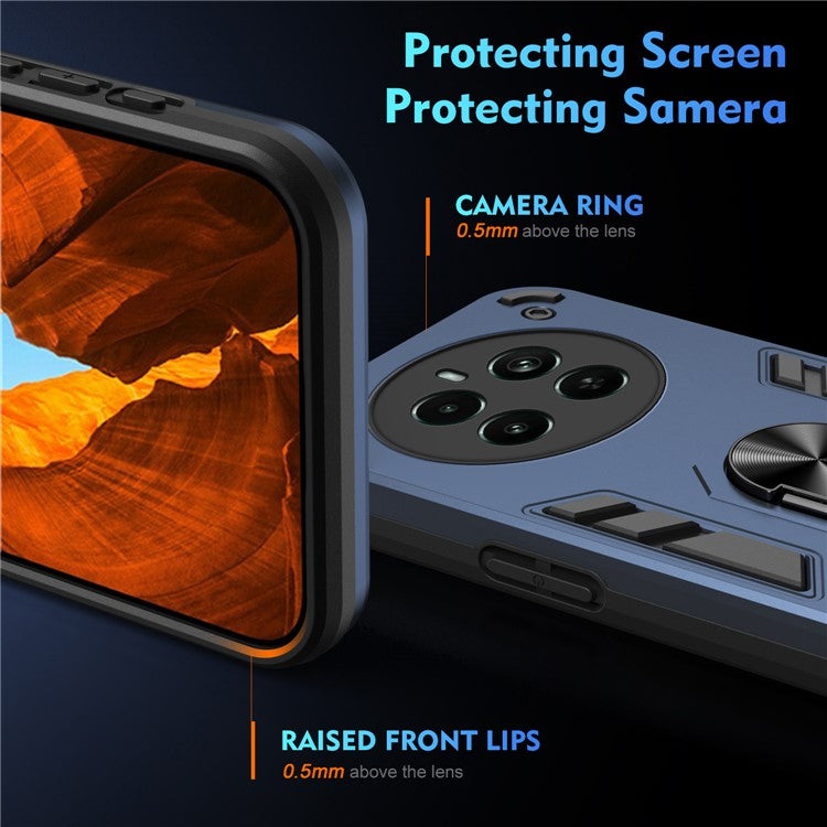 For Realme Narzo 70 Pro 5G Case Kickstand PC+TPU Car Mount Magnetic Holder Phone Cover - Blue