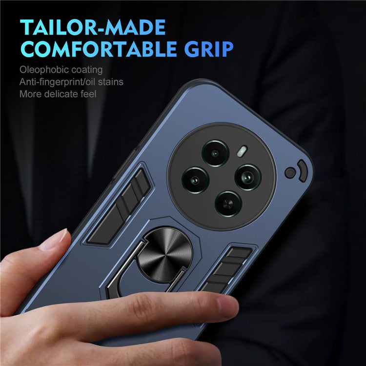 For Realme Narzo 70 Pro 5G Case Kickstand PC+TPU Car Mount Magnetic Holder Phone Cover - Blue