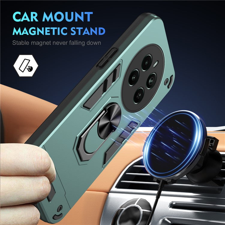 For Realme Narzo 70 Pro 5G Case Kickstand PC+TPU Car Mount Magnetic Holder Phone Cover - Green
