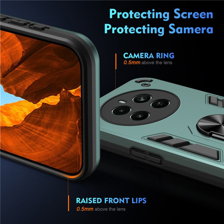 For Realme Narzo 70 Pro 5G Case Kickstand PC+TPU Car Mount Magnetic Holder Phone Cover - Green