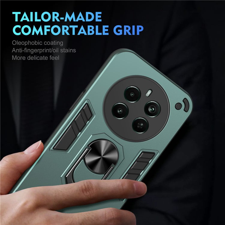 For Realme Narzo 70 Pro 5G Case Kickstand PC+TPU Car Mount Magnetic Holder Phone Cover - Green