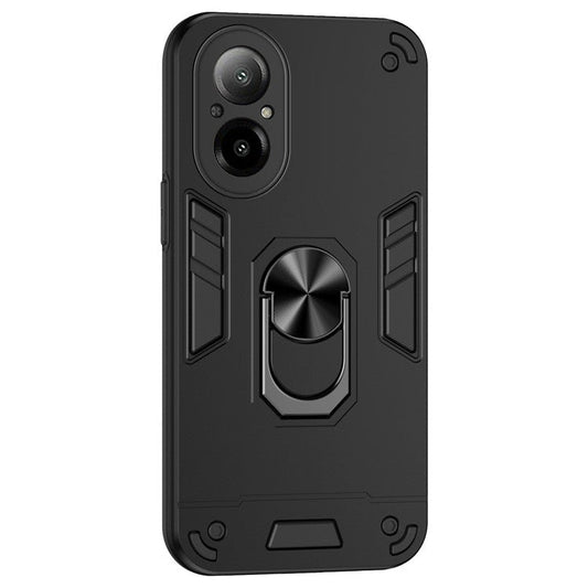 For Realme C67 4G Case Kickstand PC+TPU Shockproof Phone Cover - Black