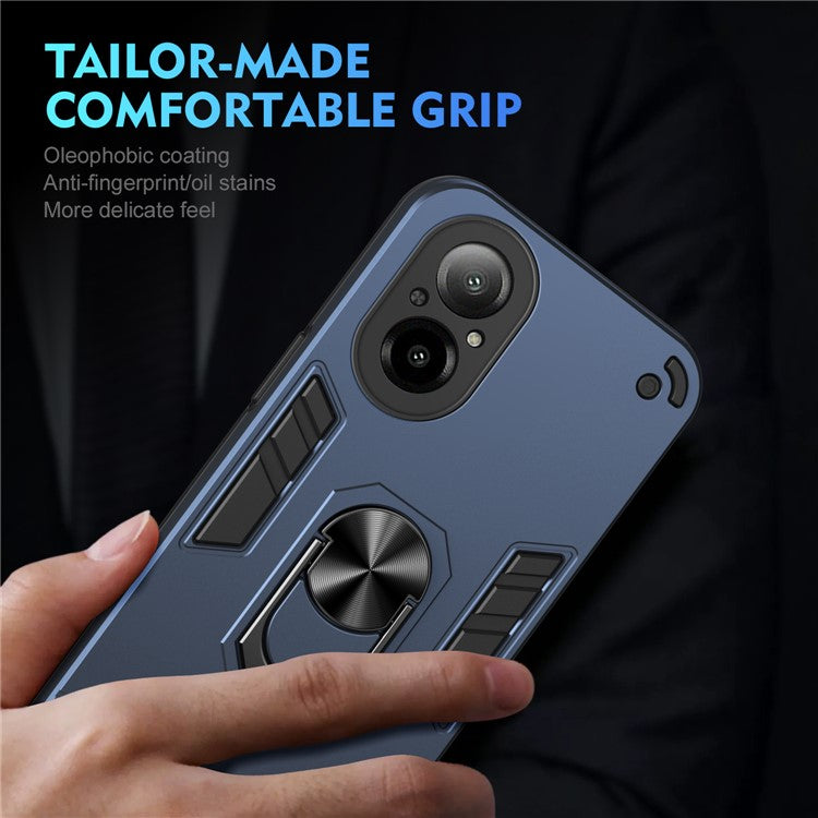 For Realme C67 4G Case Kickstand PC+TPU Shockproof Phone Cover - Blue