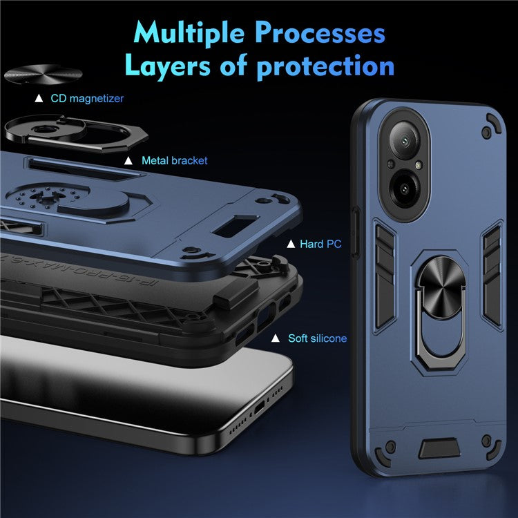 For Realme C67 4G Case Kickstand PC+TPU Shockproof Phone Cover - Blue